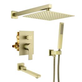 Boyel Living - 10-Inch Rain Shower System Brass SUS304 3-Function Valve Handheld 180° Spout cUPC - Brushed Gold