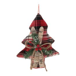 BreeBe - Tree w/Skis Ornament (Set of 12) - Red, Black, Brown, Green