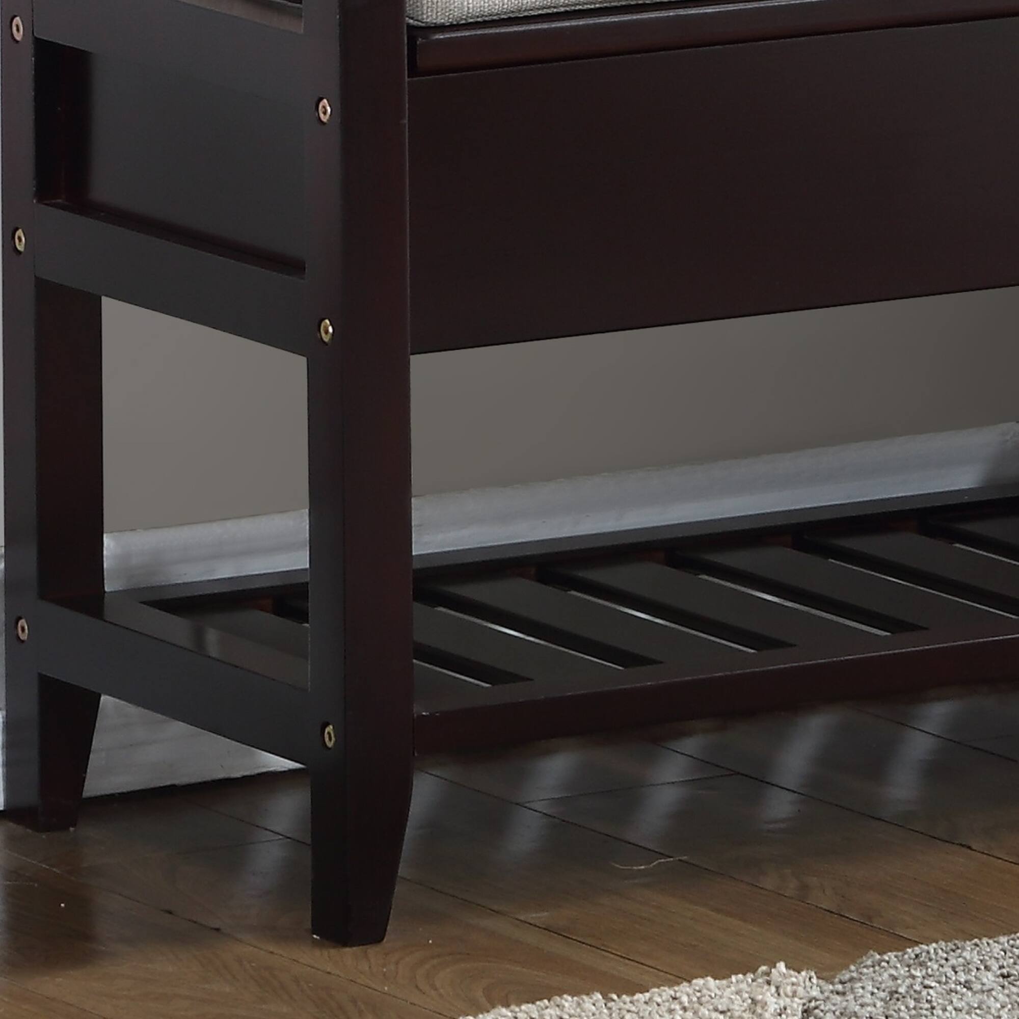 Alt View 1. GOODSILO - Espresso Wood Storage Bench with Shoe Rack and Upholstered Seating for Entryway Organization - Espresso.
