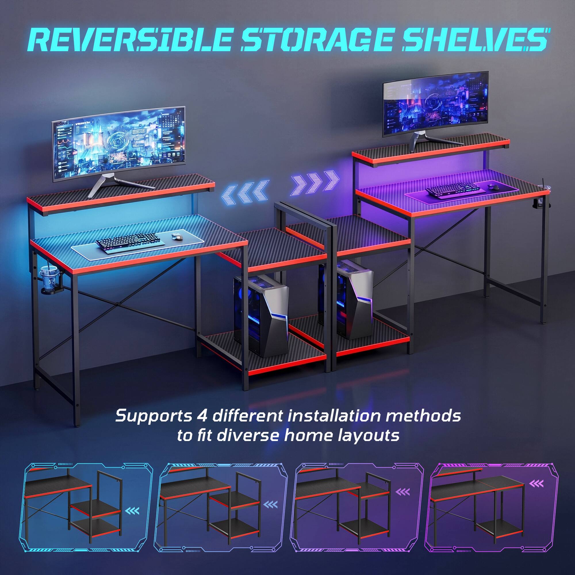 REVERSIBLE STORAGE SHELVES

CR Supports 4 different installation methods to fit diverse home layouts