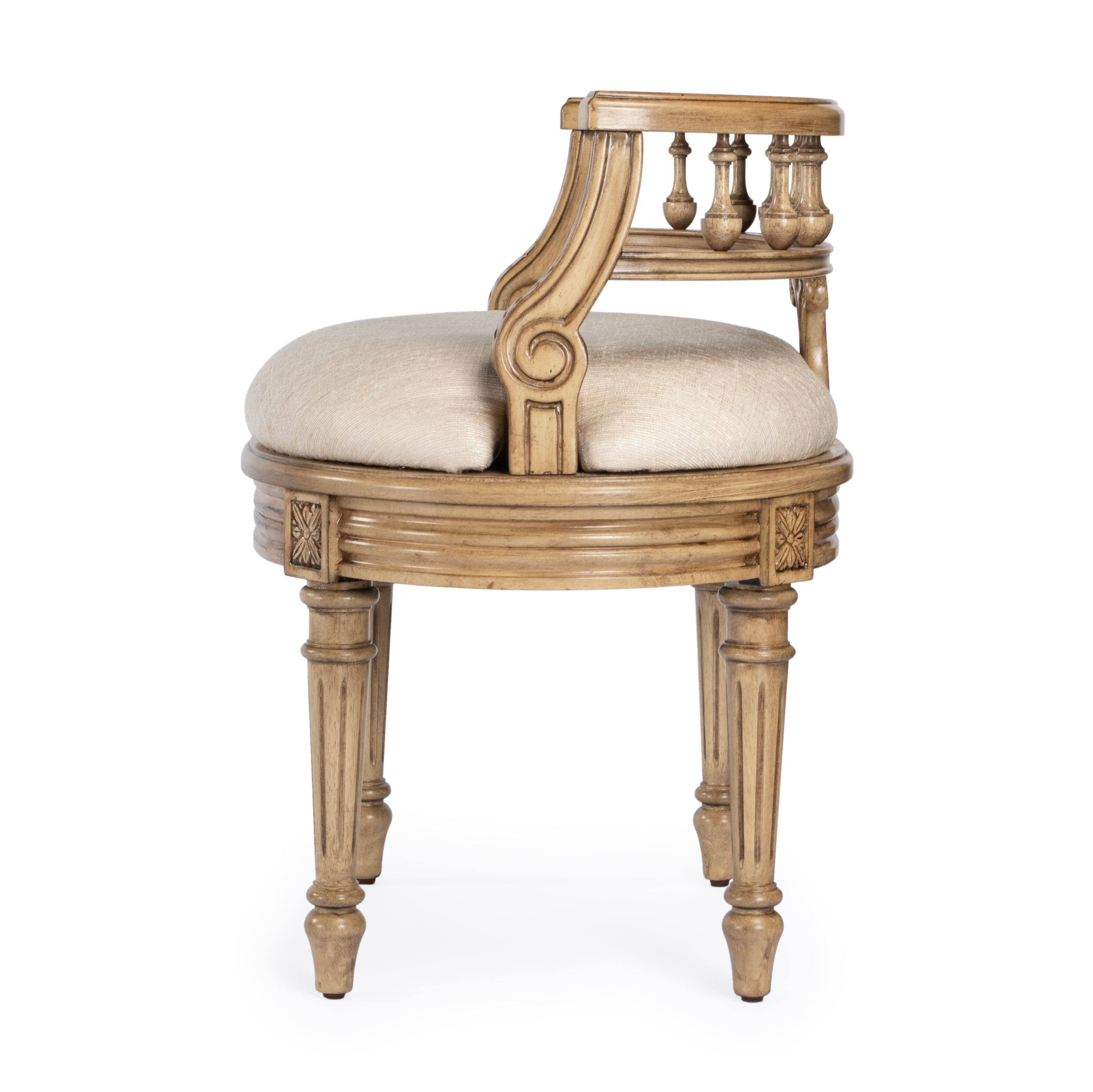 Alt View 5. Butler Specialty - Hathaway 22.5 in. W Oval Upholstered and Wood Traditional Vanity Seat - Beige.