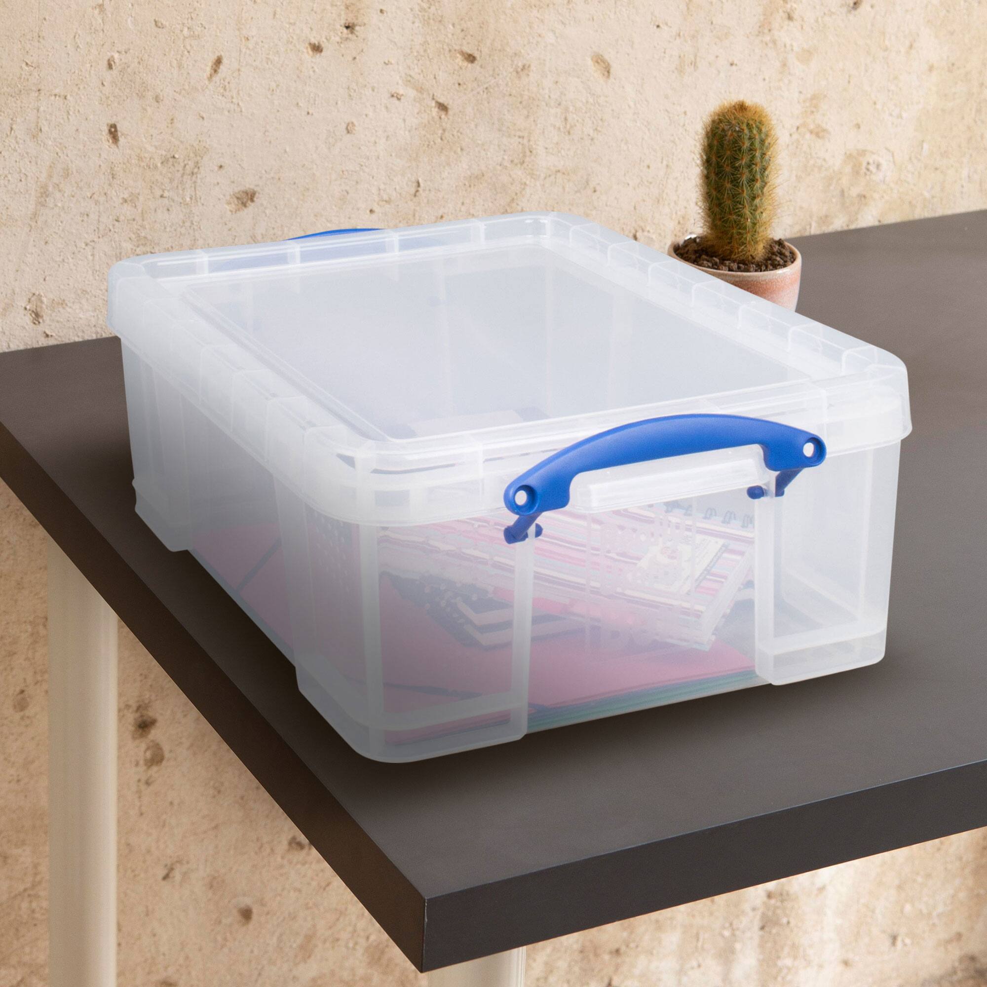Alt View 4. Really Useful Box - Really Useful Box 18L Storage Container w/Snap Lid & Clip Lock Handle, 8 Pack - Clear.