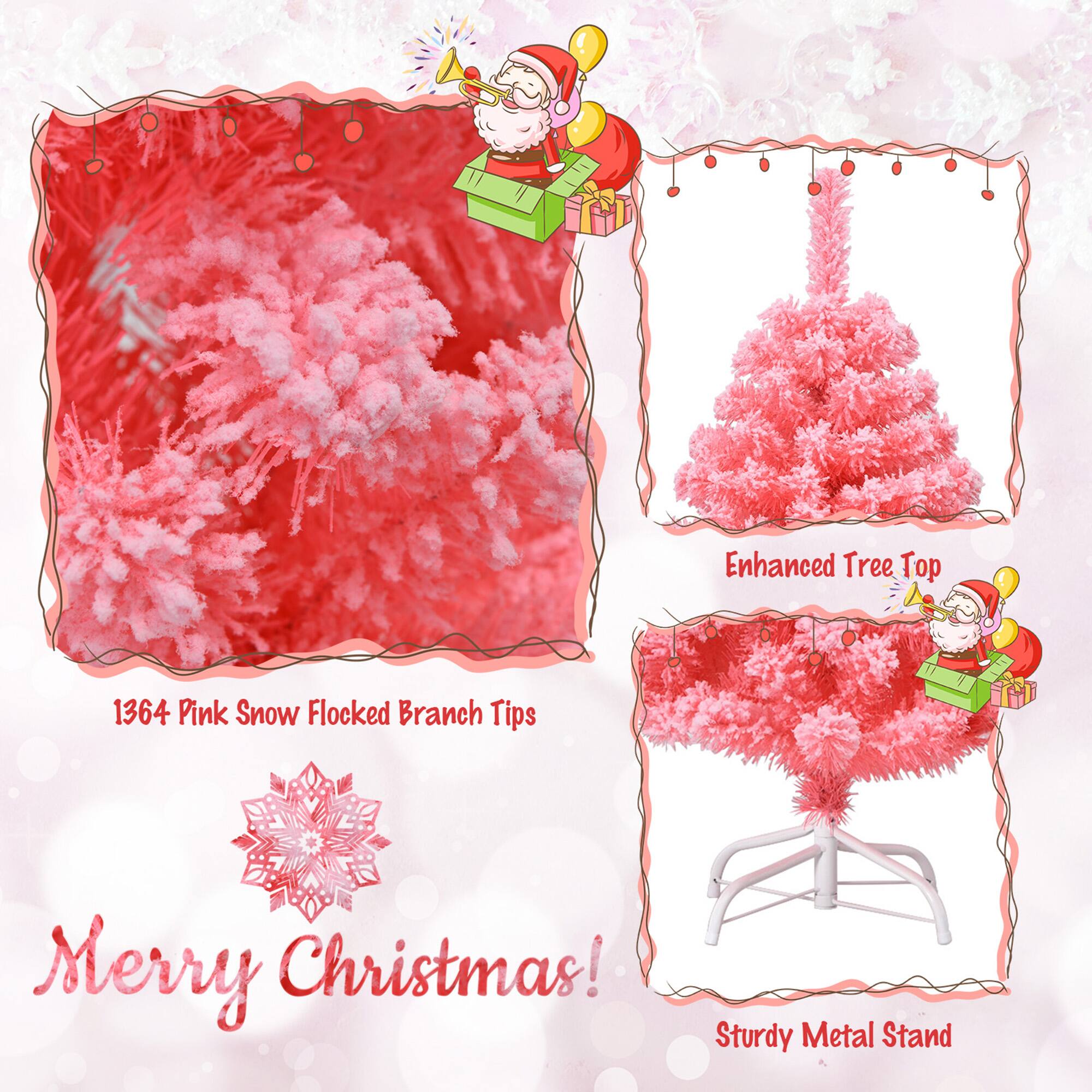 1364 Pink Snow Flocked Branch Tips

Enhanced Tree Top

Sturdy Metal Stand

Merry Christmas!