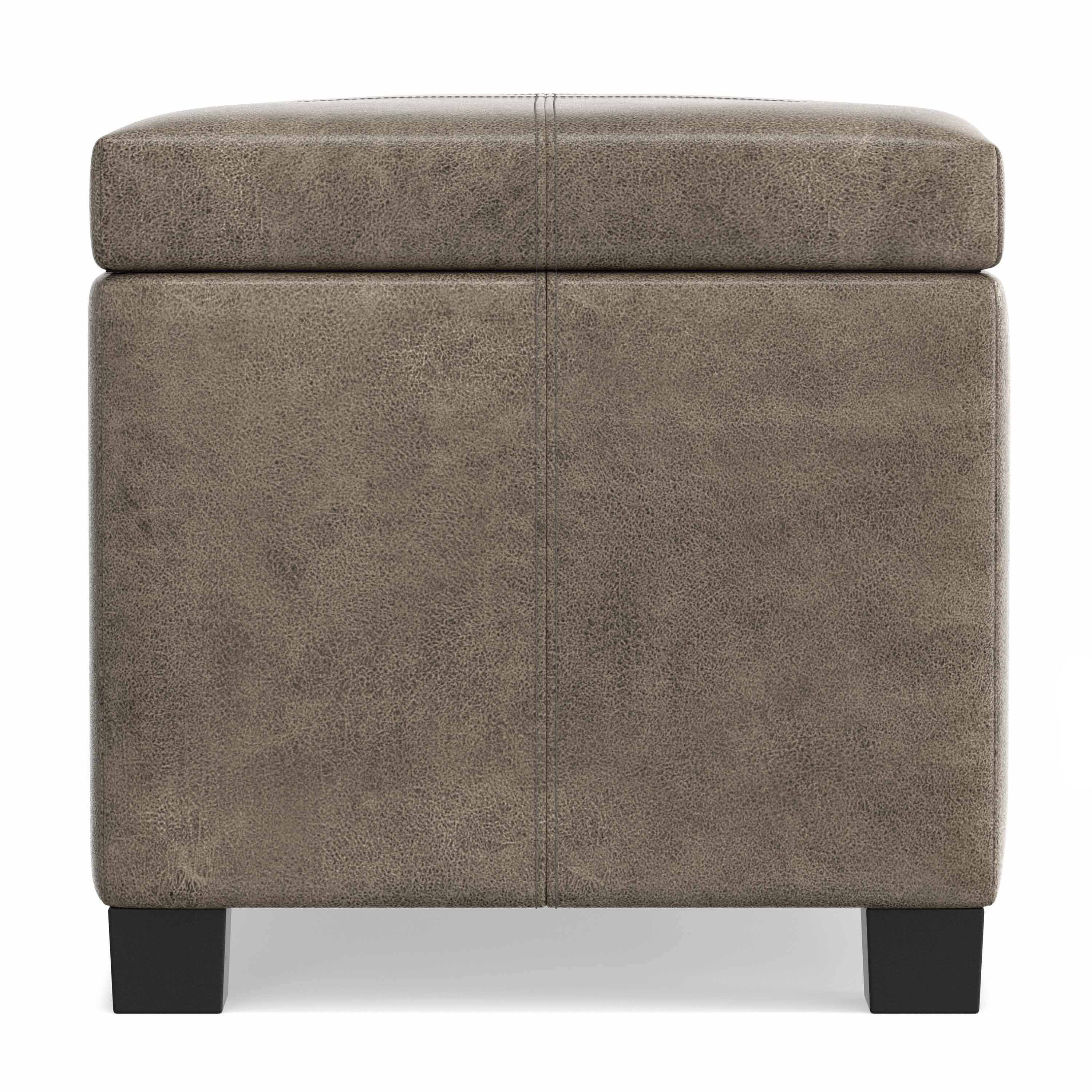 Alt View 2. Simpli Home - Dover Storage Ottoman Bench - Distressed Smoky Grey Brown.