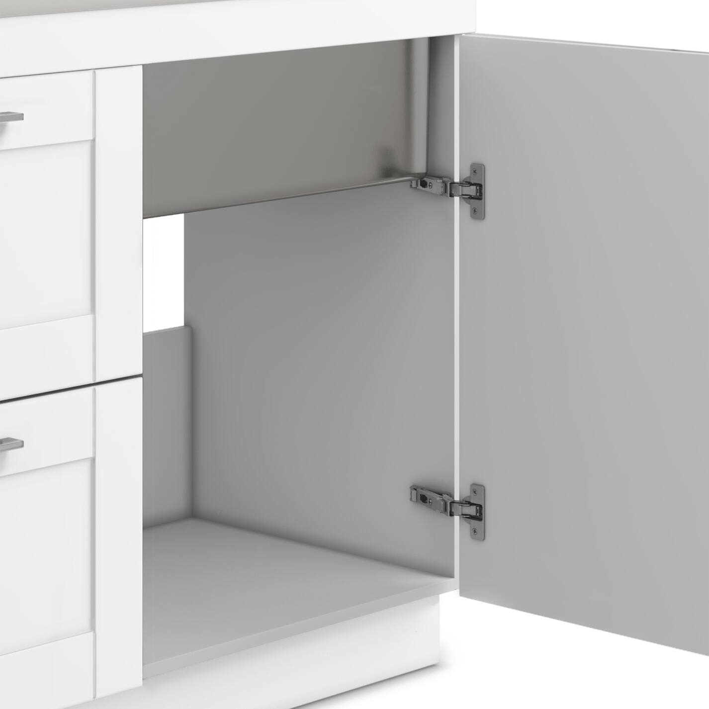 Alt View 4. Simpli Home - Modern Wide Shaker  All-in-One 46-inch Utility Sink & Cabinet - Pure White.