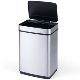 Gymax - 16 Gallon Trash Can w/Dual Compartments for Bedroom Bathroom Kitchen Stay Open - Silver