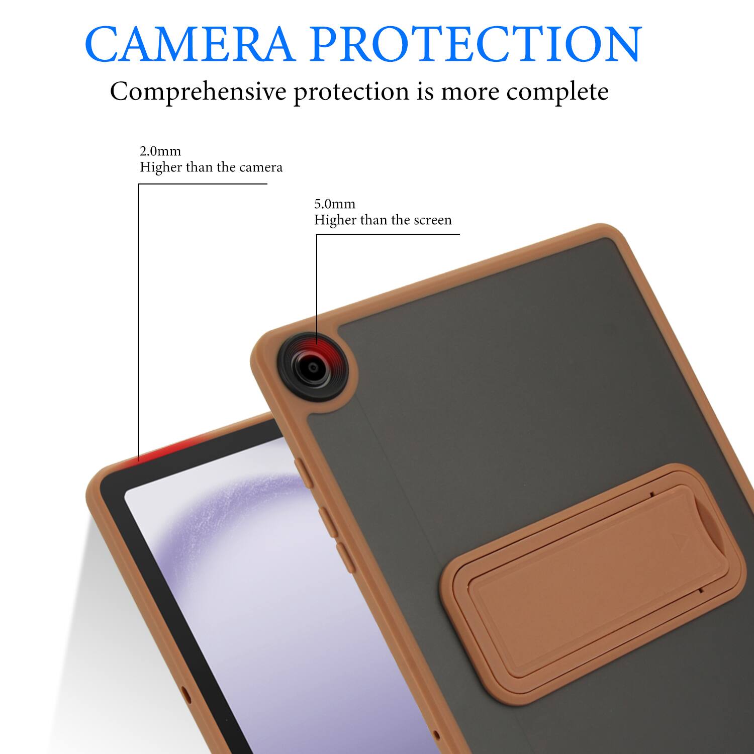 CAMERA PROTECTION  
Comprehensive protection is more complete  

2.0mm  
Higher than the camera  

5.0mm  
Higher than the screen
