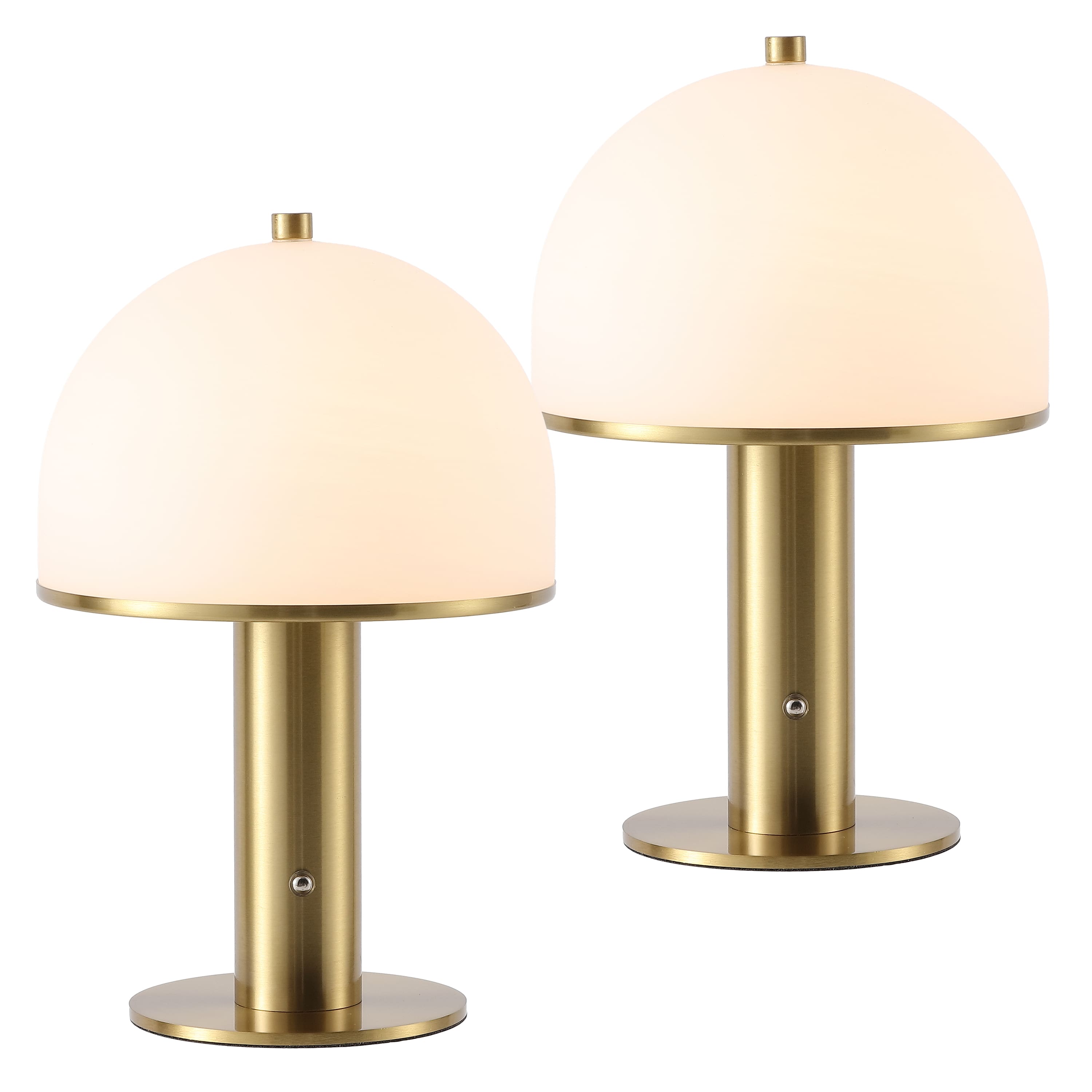 "Jonathan Y - Imani 12.25"" Metal Rechargeable Table Lamp Set of 2, White Glass Dome Shade, Touch Dimmable Cordless Light - Brass Gold" price history on PriceWatchPro