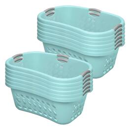 Sterilite - 12 Pack Plastic Laundry Basket Ultra HipHold 1.25 Bu Contour Rim - Mint