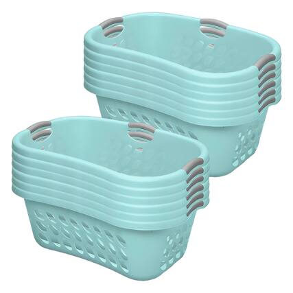 Front. Sterilite - Sterilite 12 Pack Plastic Laundry Basket Ultra HipHold 1.25 Bu Contour Rim, Mint - Mint.