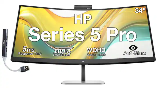 HP Series 5 Pro 34" WQHD 3440 x 1440 Anti-Glare 5ms Response-Time 100Hz Refresh Rate