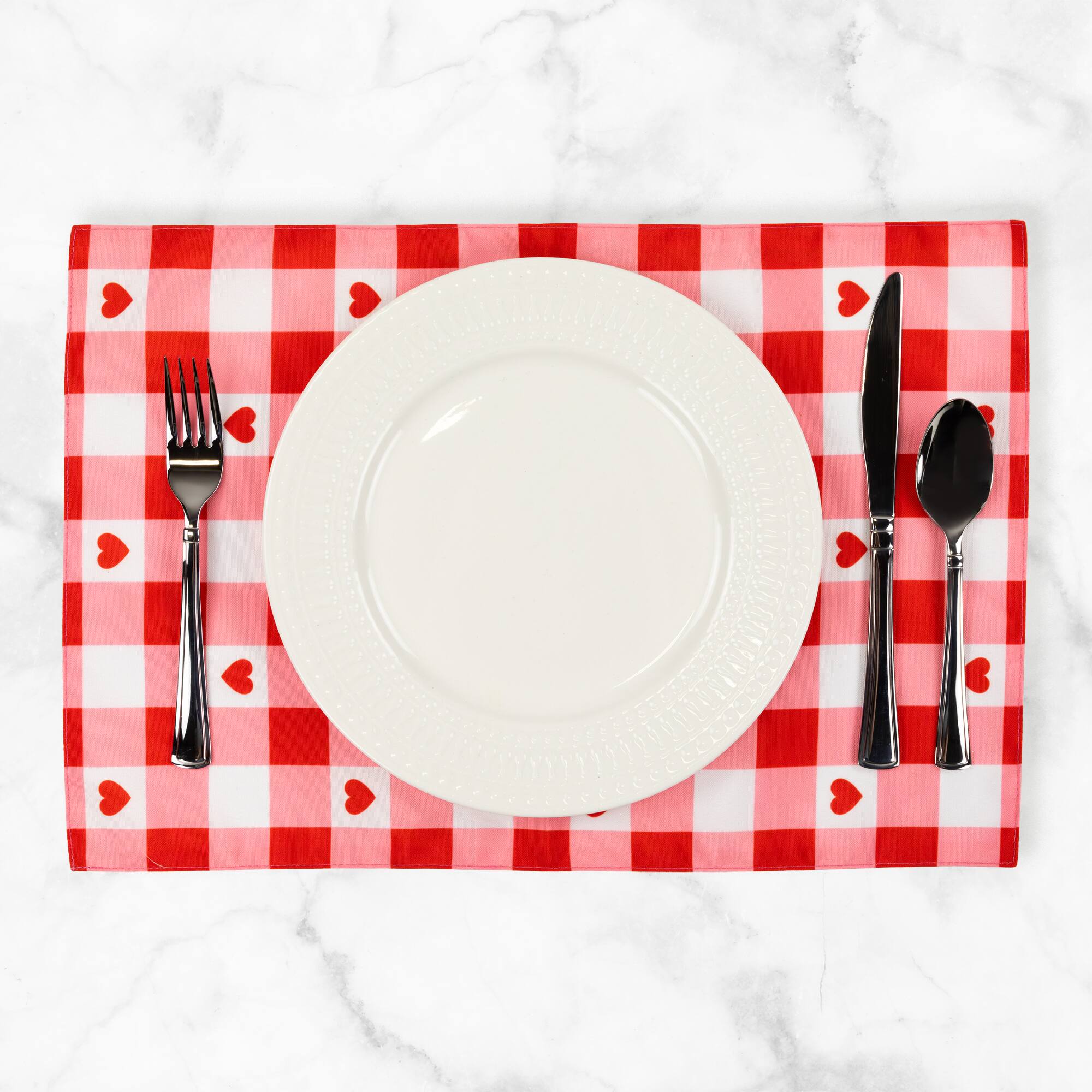Alt View 1. Northlight - Checkered Hearts Valentine's Day Placemats - 18" - Set of 4 - Red.