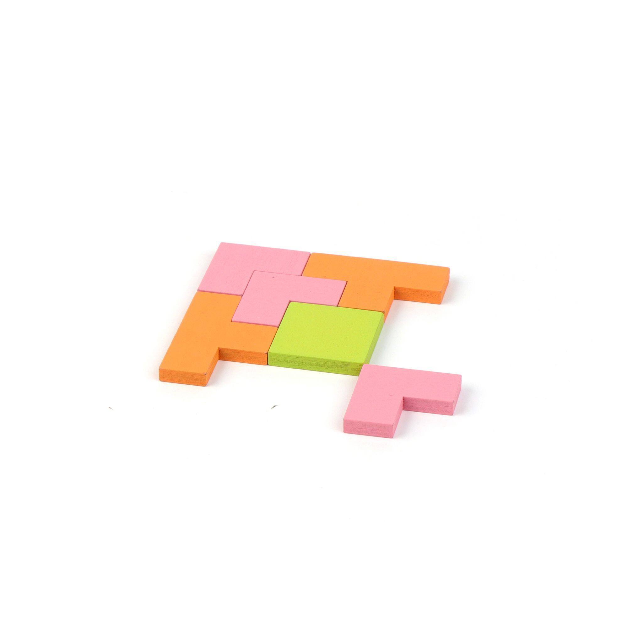 Back. Link - Link 3 in 1 Tangram Wooden Board Learning Puzzle for Kids Montessori Game Fun Shapes Brain Teaser.