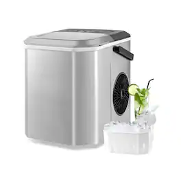 SKONYON - Countertop Ice Maker with Self-Cleaning and Fast Ice Production Quiet Operation - Silver