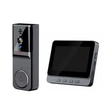 Front. Cluzine - Wired Video Intercom Doorbell, 4.3" Monitor, 8MP Camera,Two-Way Audio for Home Security.