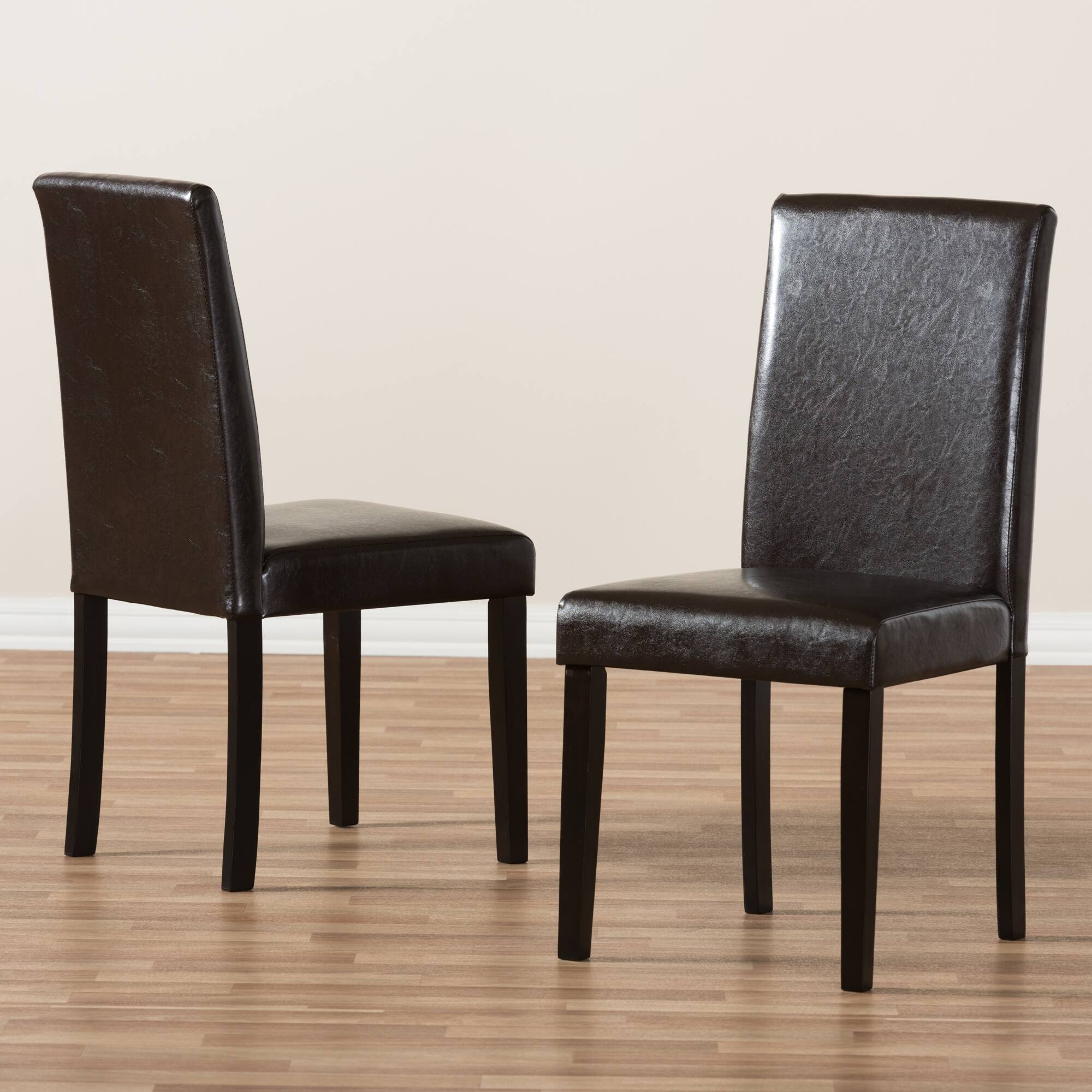 Alt View 1. Baxton Studio - Set of 2 Mia Modern and Contemporary Faux Leather Upholstered Dining Chairs - Dark Brown.