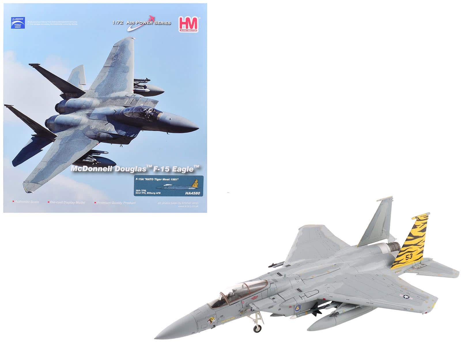 "McDonnell Douglas F-15A Eagle Fighter Aircraft ""NATO Tiger Meet"" (1981) US Air Force 1/72 Diecast Model by Hobby Master" price history on PriceWatchPro