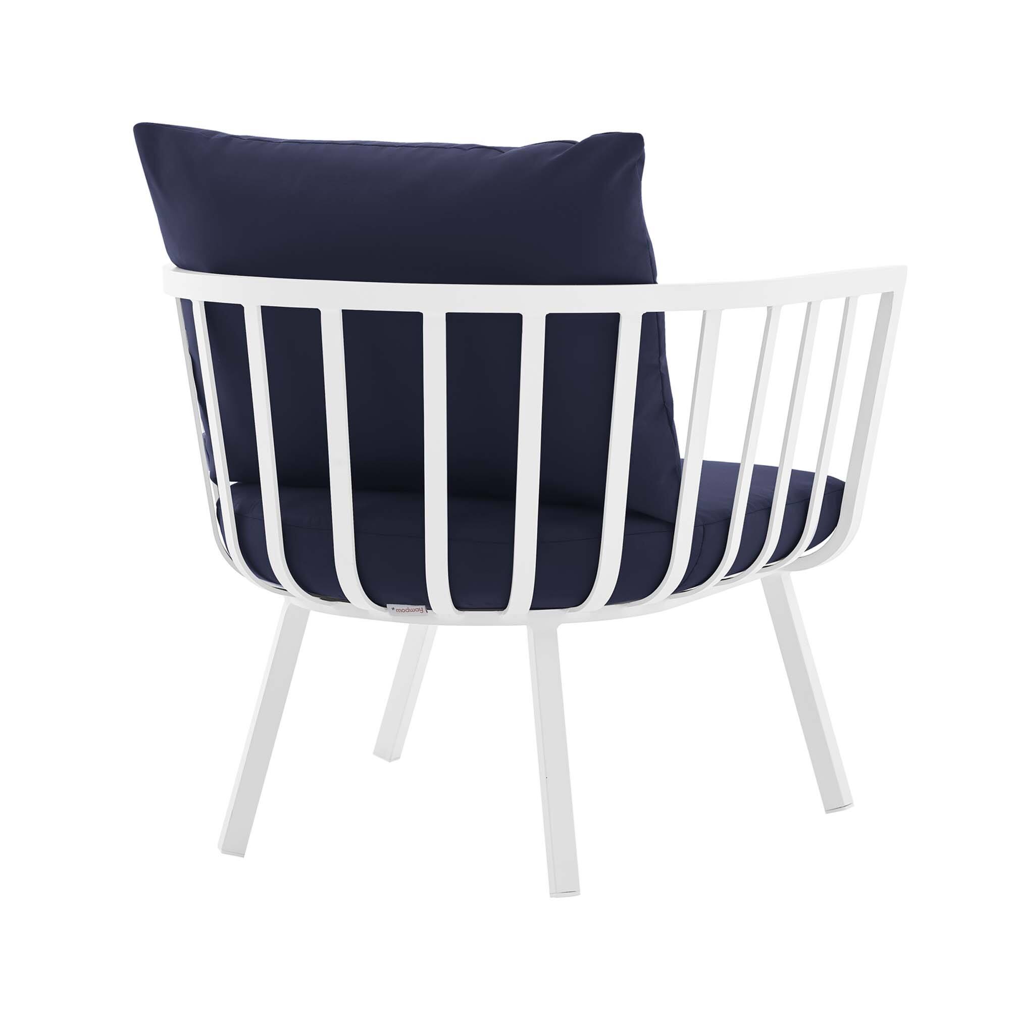 Alt View 1. Modway - Riverside Outdoor Patio Aluminum Armchair by Modway - White Navy.