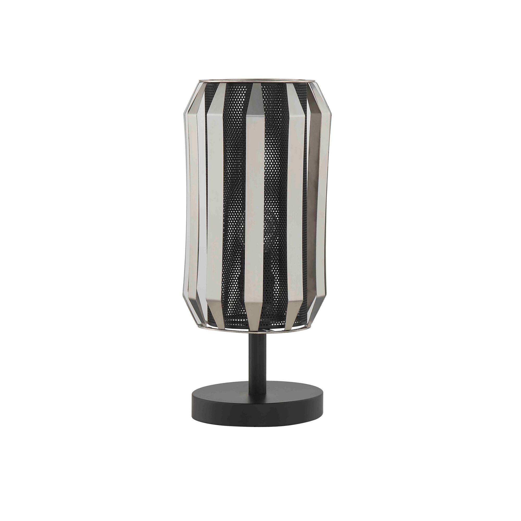 Front. Manhattan Lane - Pin 14 Inch Table Lamp, Accent Cylinder Metal Shade, Round Base - Black, Gray.