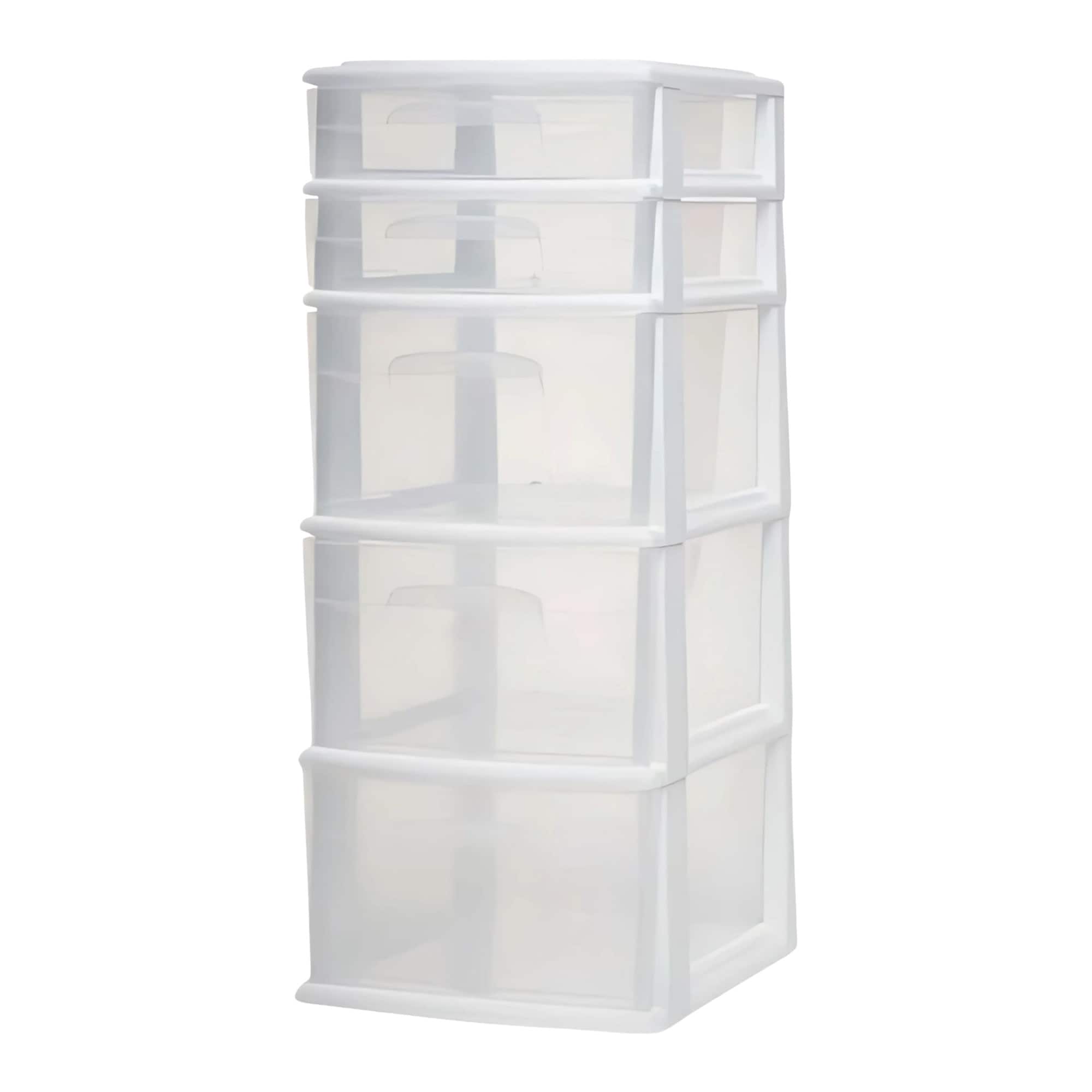 Photos - Coffee Table Medium Homz - Plastic 5 Drawer Home Storage Cart - White frame with clear drawer 05565WHDC.01