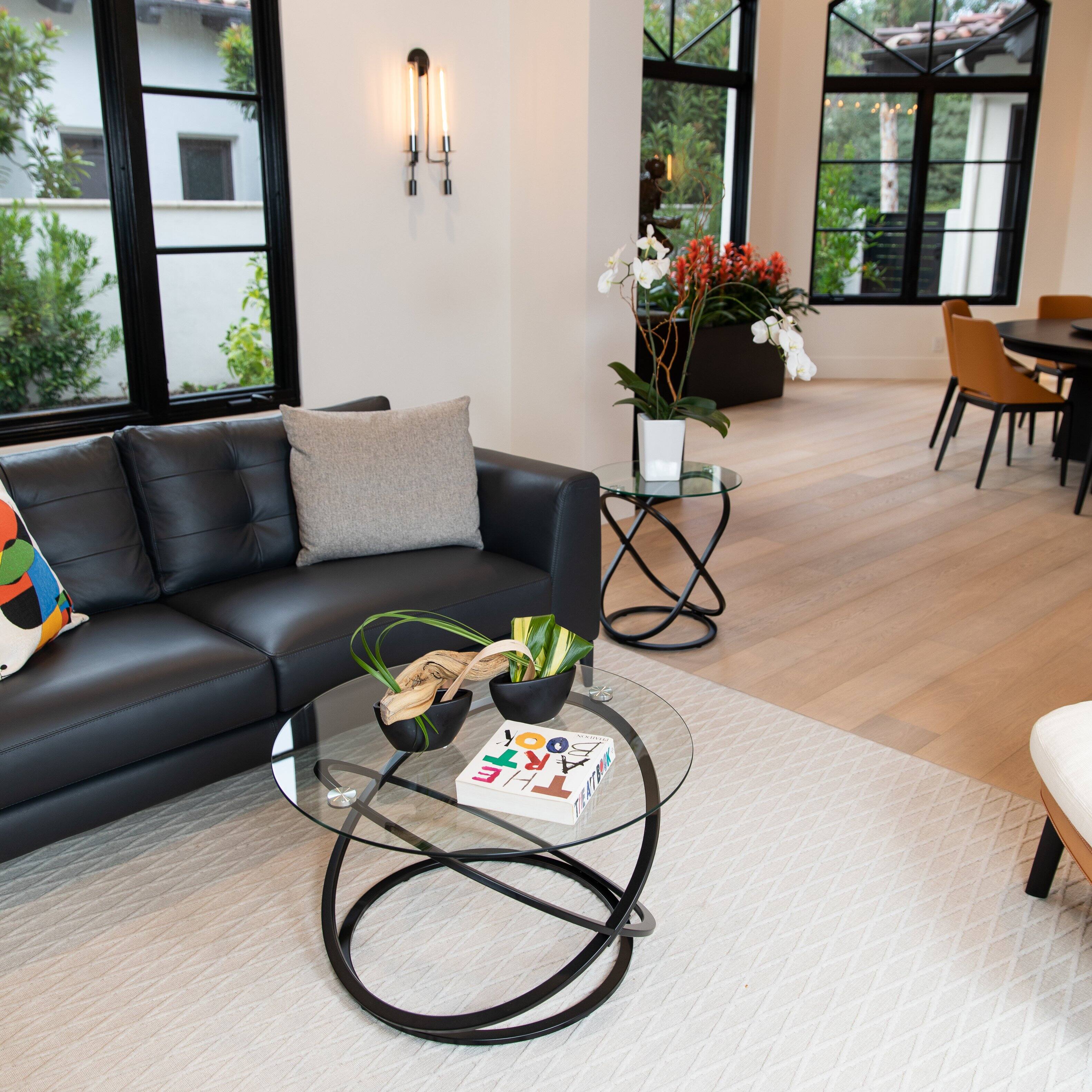 Alt View 6. Danya B - Galaxy Black and Tempered Glass Round Coffee Table - Black.