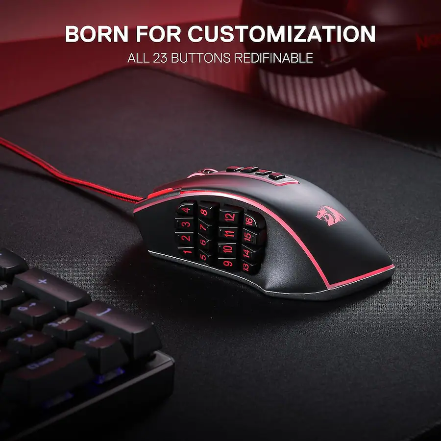 Remapped Gaming Controller REDRAGON M990 Wired RGB MMO Gaming Mouse 32000 DPI Remapping Keys Wired ...
