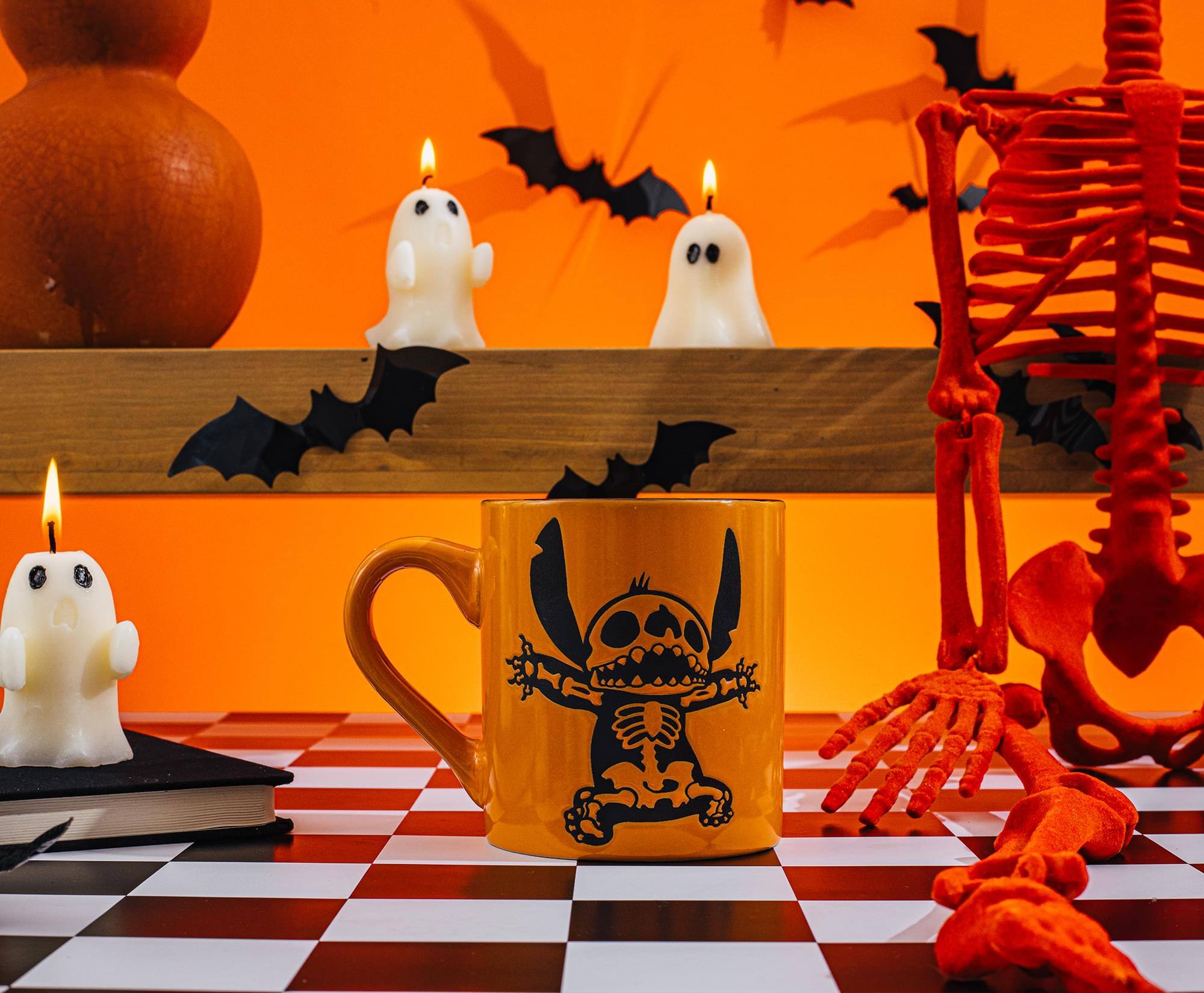 Alt View 10. Silver Buffalo - Disney Lilo & Stitch Skeleton Wax-Resist Ceramic Pottery Mug | 14 Ounces - Orange.