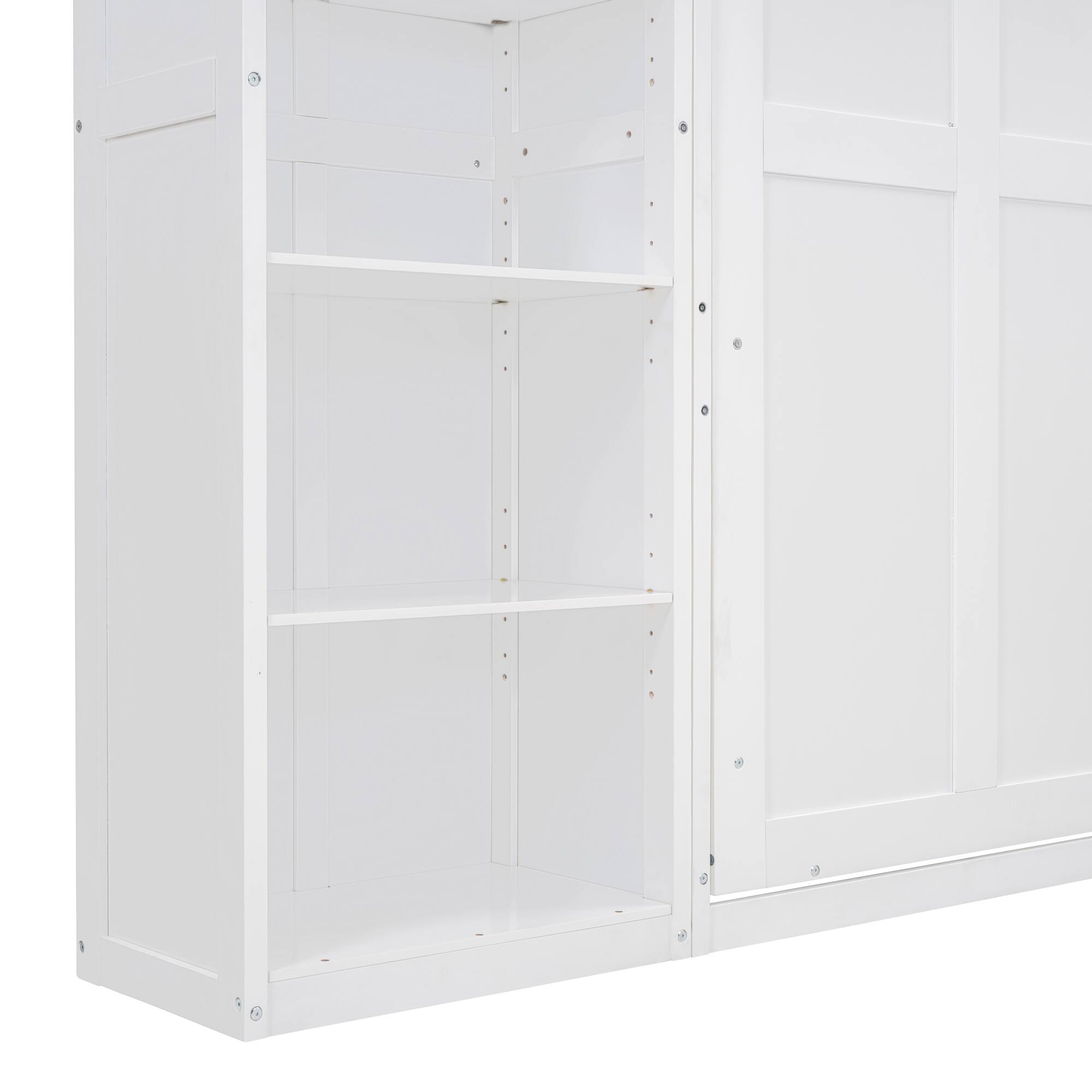 Alt View 9. Tiramisubest - Full Size Murphy Wall Bed, White, Solid Wood + MDF, Space-Saving - White.