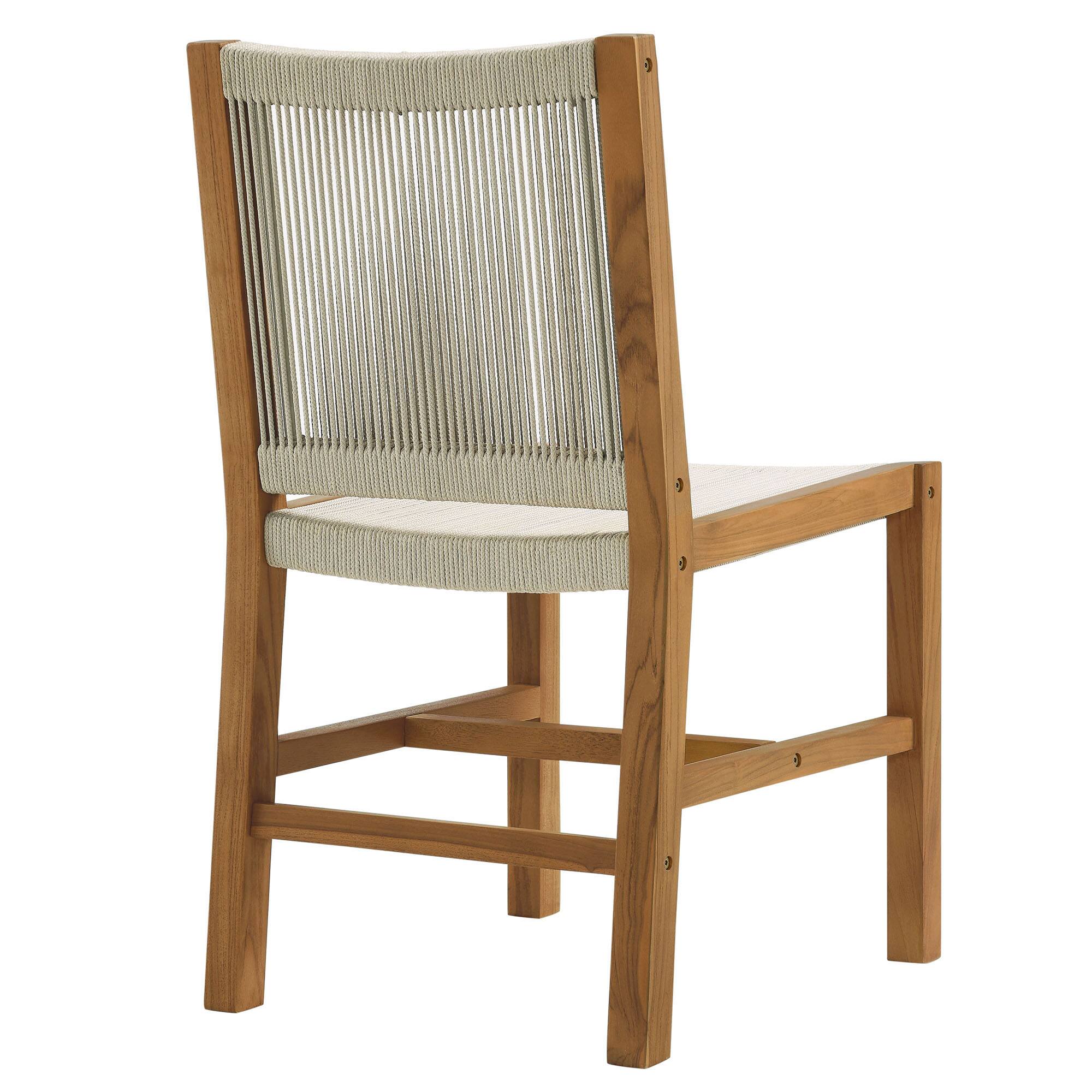 Alt View 4. Modway - Vienna Outdoor Patio Teak and Rope Armless Dining Chairs Set of 2 by Modway - Natural Natural.