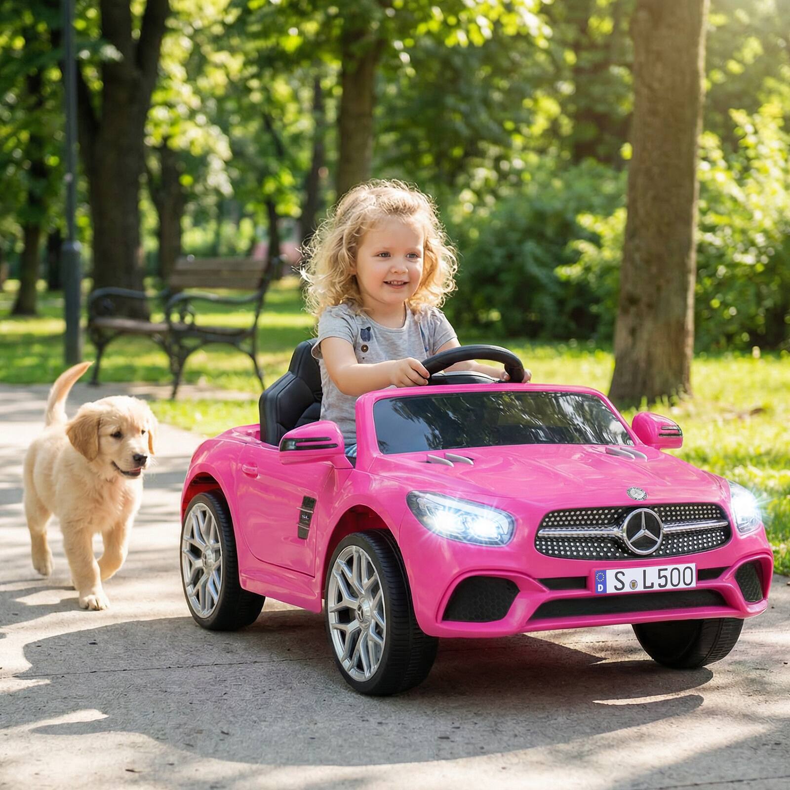 Alt View 3. Costway - Costway Licensed Mercedes-Benz SL R231 Kids Ride on Car 12V Electric Vehicle with Music - Pink.