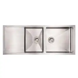 Whitehaus - Brushed Stainless Steel Commercial Double Bowl Reversible Undermount Sink - Silver