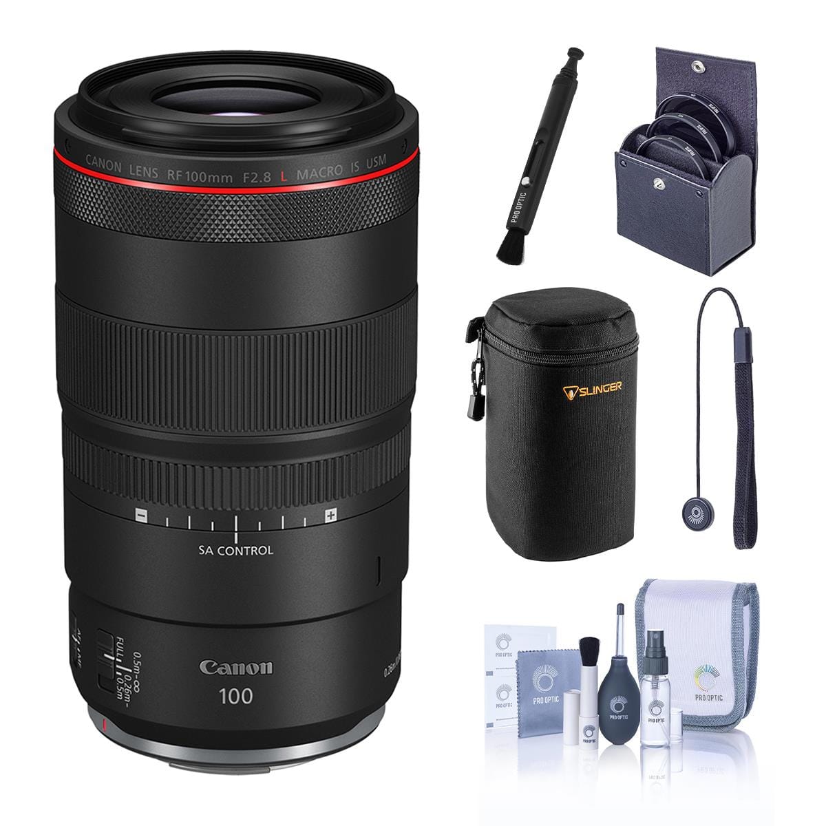 Bundle - Canon - RF 100mm f/2.8 L Macro IS USM Lens, with ProOptic 67mm Filter Kit, Cleaning Kit, Lens Cap Tether, Lens price history on PriceWatchPro