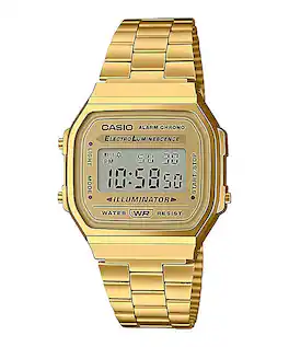 Casio - Digital Alarm Chrono 12/24 Format Stainless Steel A168WG-9WDF Unisex Watch - Gold