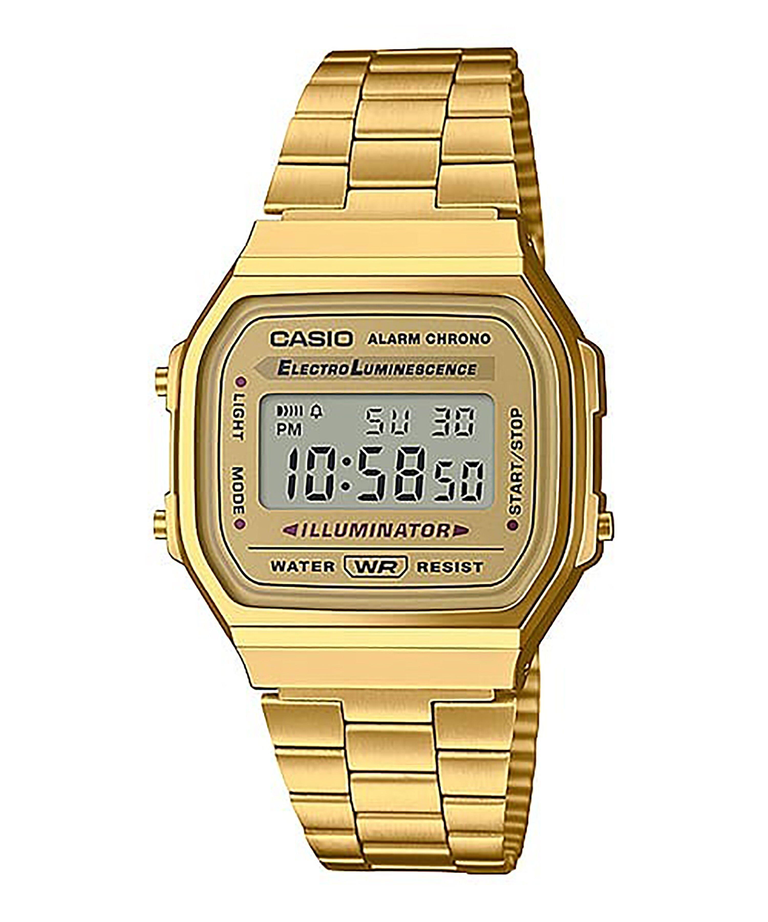Casio - Digital Alarm Chrono 12/24 Format Stainless Steel A168WG-9WDF Unisex Watch - Gold