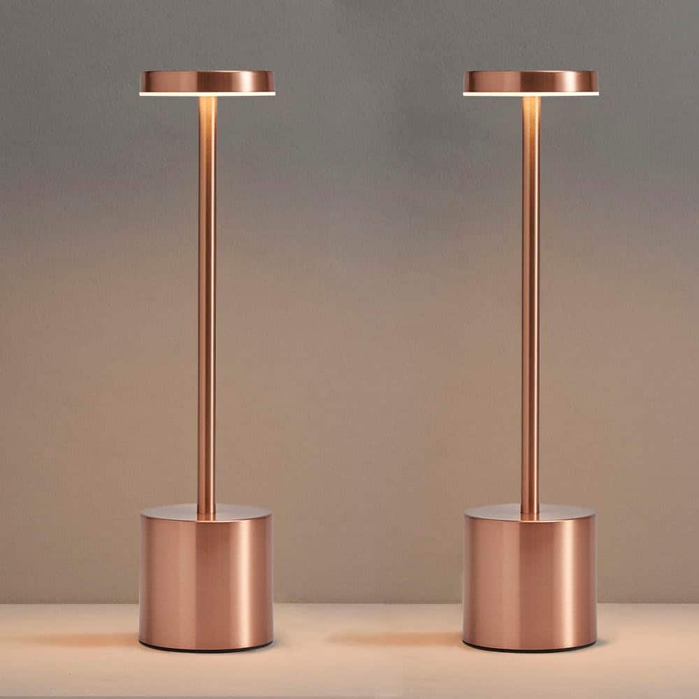 Cedar Assembly - Led Cordless Table Lamp Portable 5000mah Rechargeable Bedside Touch Control Outdoor Lamps 3 Color Dimmable - Rose Gold