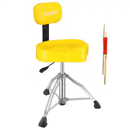 5 CORE - 5Core Drum Throne 4" Cushion Padded Stool w Backrest Airlift Height Adjustable Chair w 441Lb Capcity