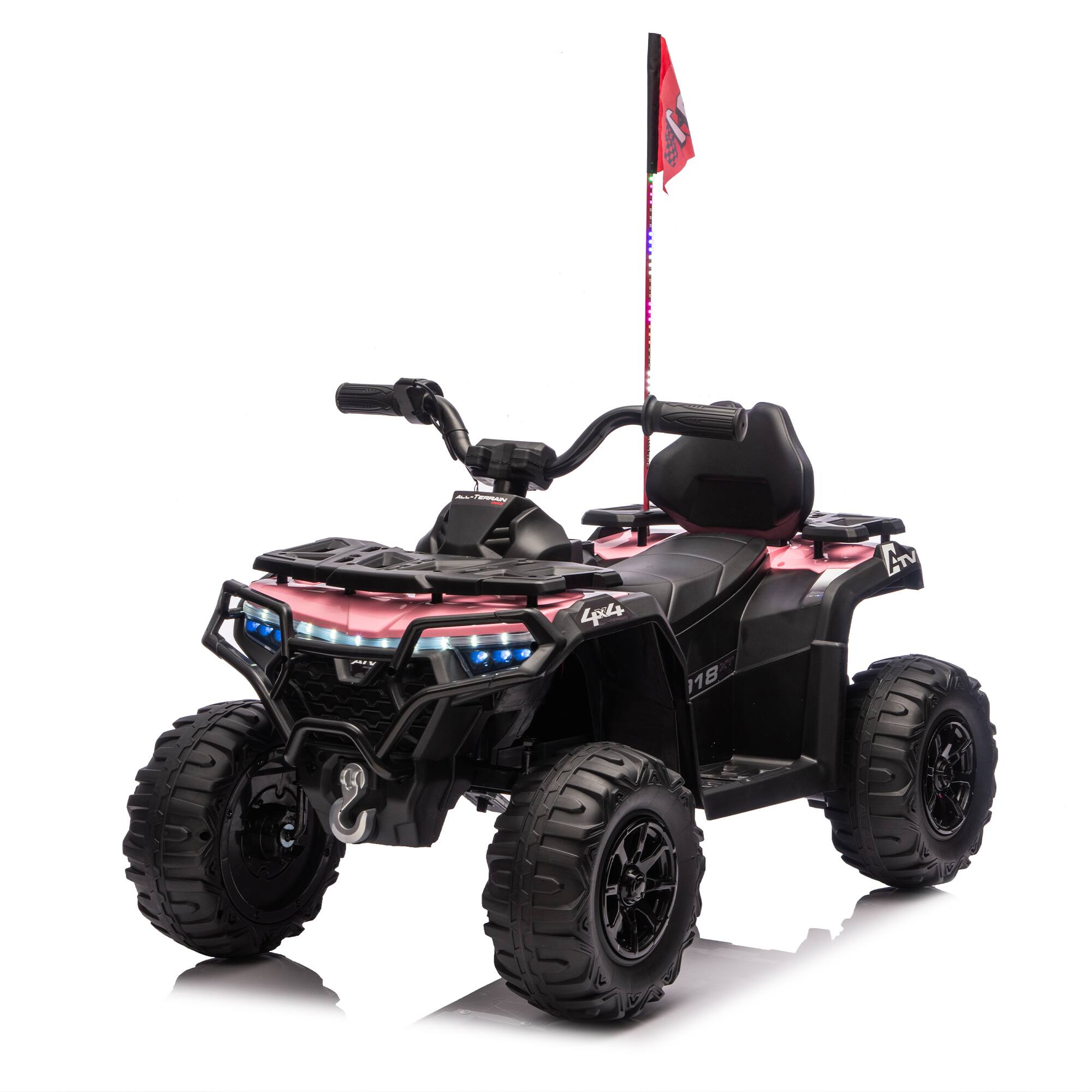 ELEMENT ACE Kids Electric Ride On ATV with 2WD, Bluetooth Music, LED ...