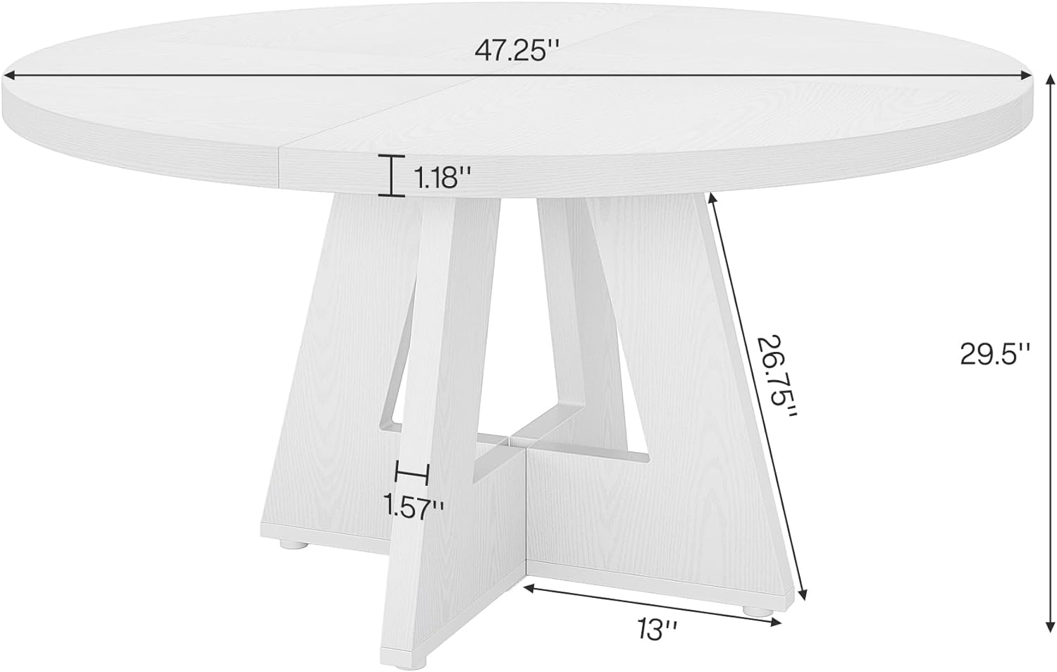 47.25"  
1.18"  
1.57"  
26.75"  
29.5"  
13"
