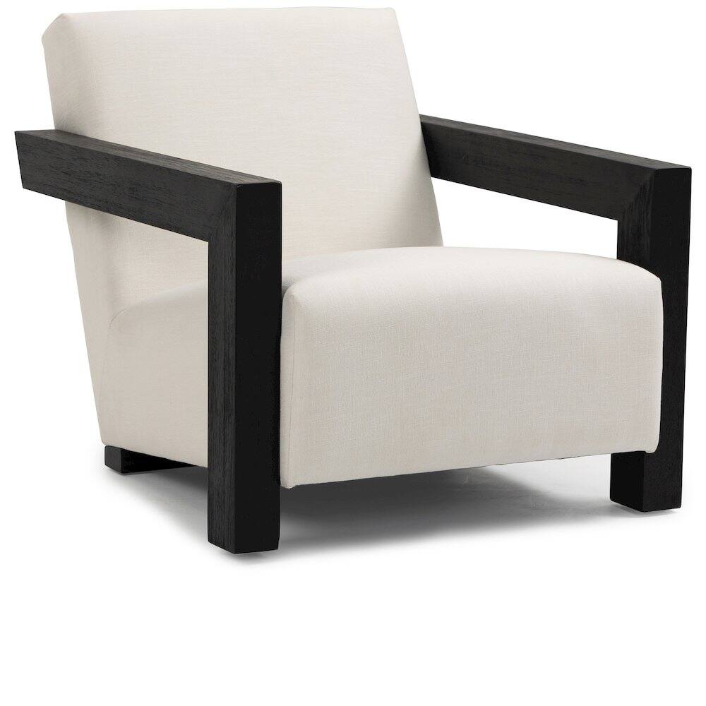Front. Meridian Furniture - Ward Cream Linen Textured Fabric Accent Chair - Beige.