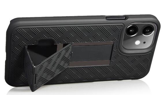 Alt View 9. Nakedcellphone - Case with Stand and Belt Clip Holster for iPhone 11 - Black.