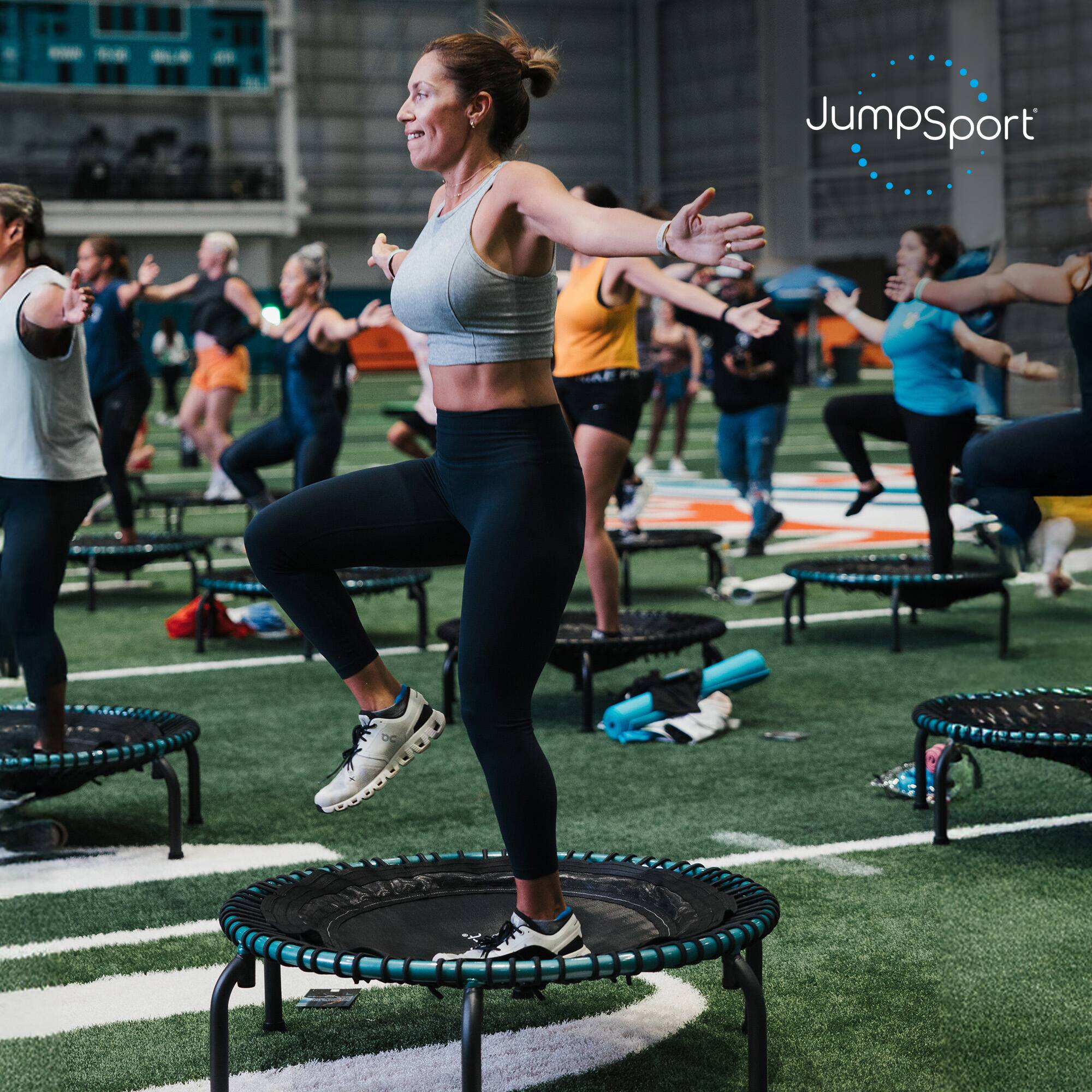 Alt View 4. JumpSport - JumpSport 350 Pro Fitness 39 Inch Cardio Workout Indoor Trampoline, Teal/Black - Teal.