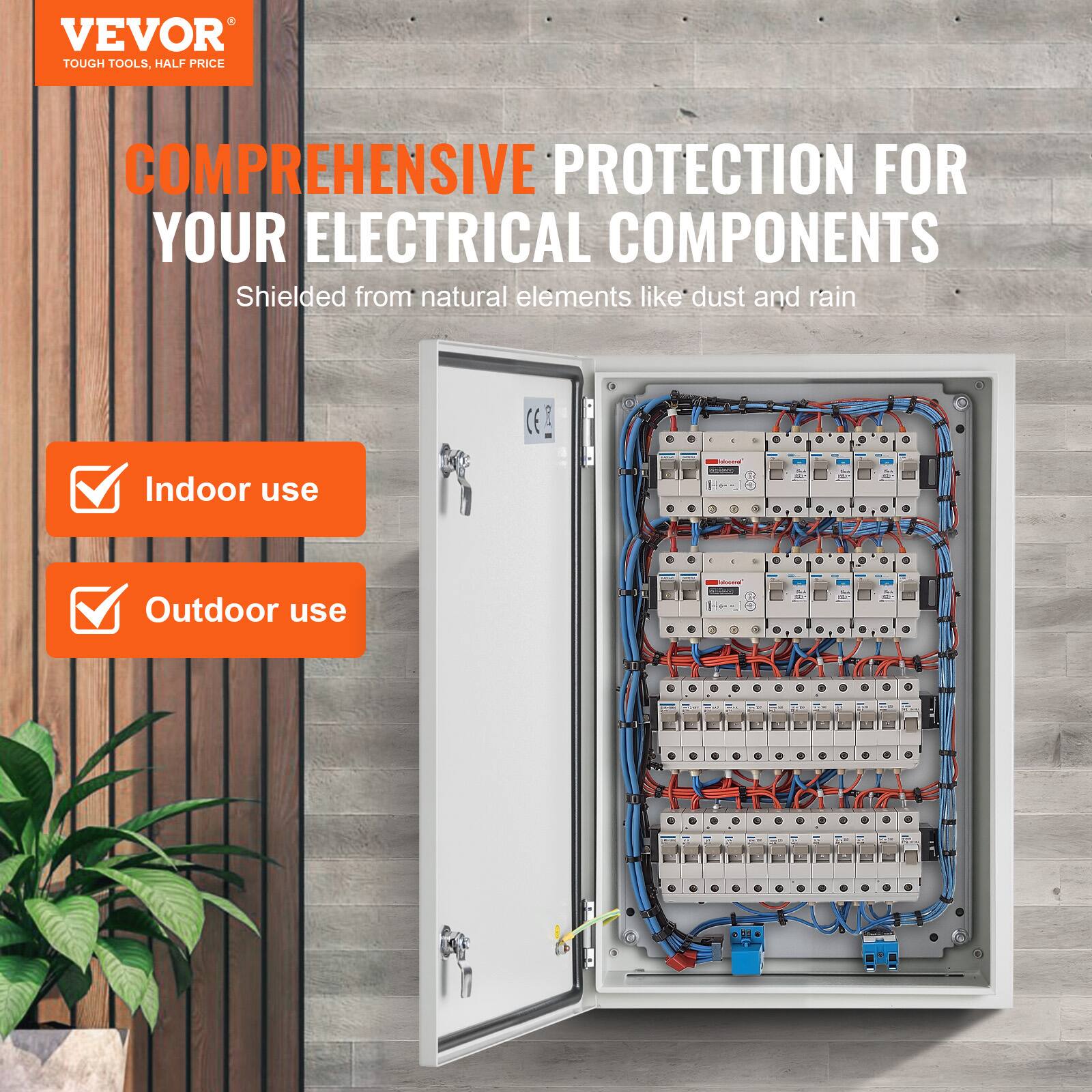 VEVOR TOUGH TOOLS, HALF PRICE

COMPREHENSIVE PROTECTION FOR YOUR ELECTRICAL COMPONENTS

Shielded from natural elements like dust and rain

Indoor use

Outdoor use