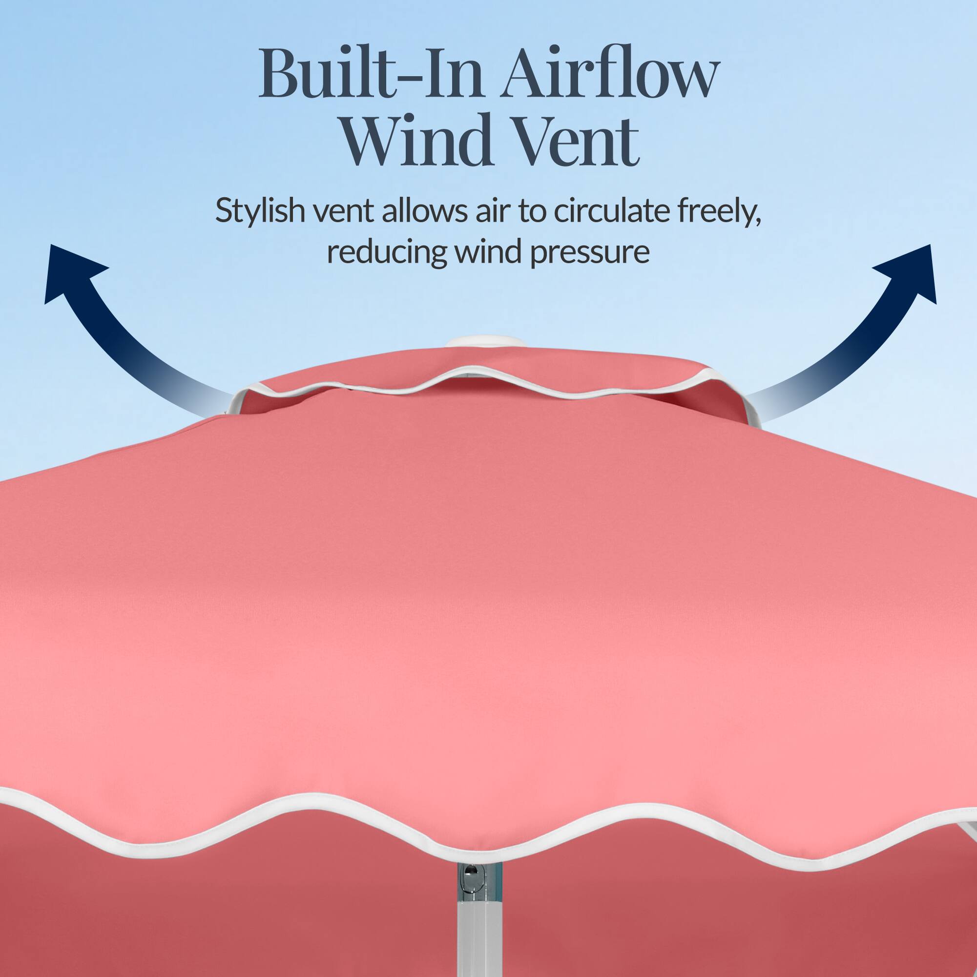 Built-In Airflow Wind Vent

Stylish vent allows air to circulate freely, reducing wind pressure