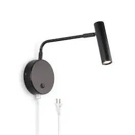 TECH SAFARI - Wall Mounted Lamp Sconce Light With Plug In Cords Reading For Living Room Bedroom Warm k - Black-Plug