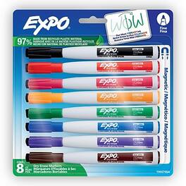 Expo - Magnetic Tank Dry Erase Marker, Fine Tip, 8/Pack (1944748) - Assorted Colors