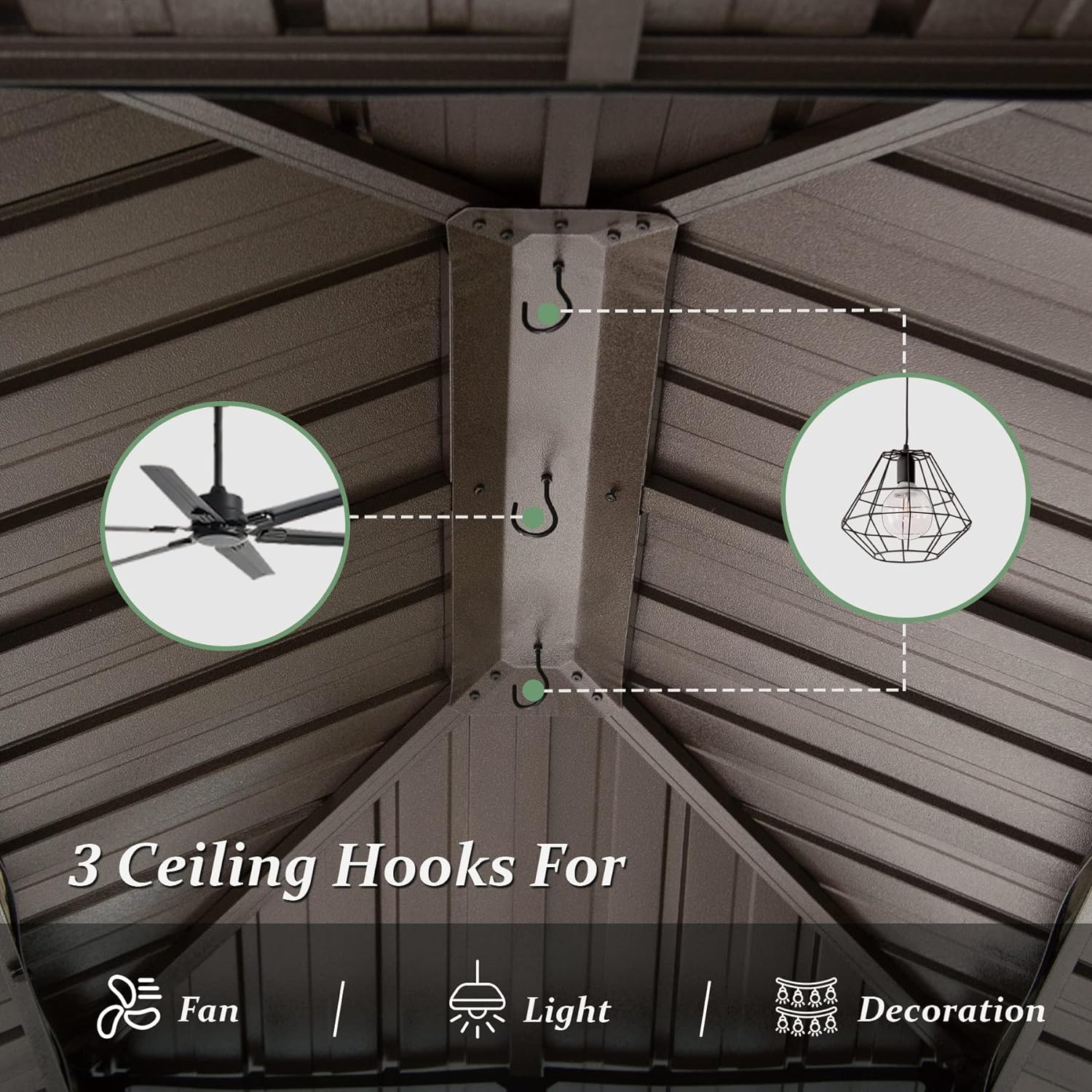3 Ceiling Hooks For Fan / Light / Decoration