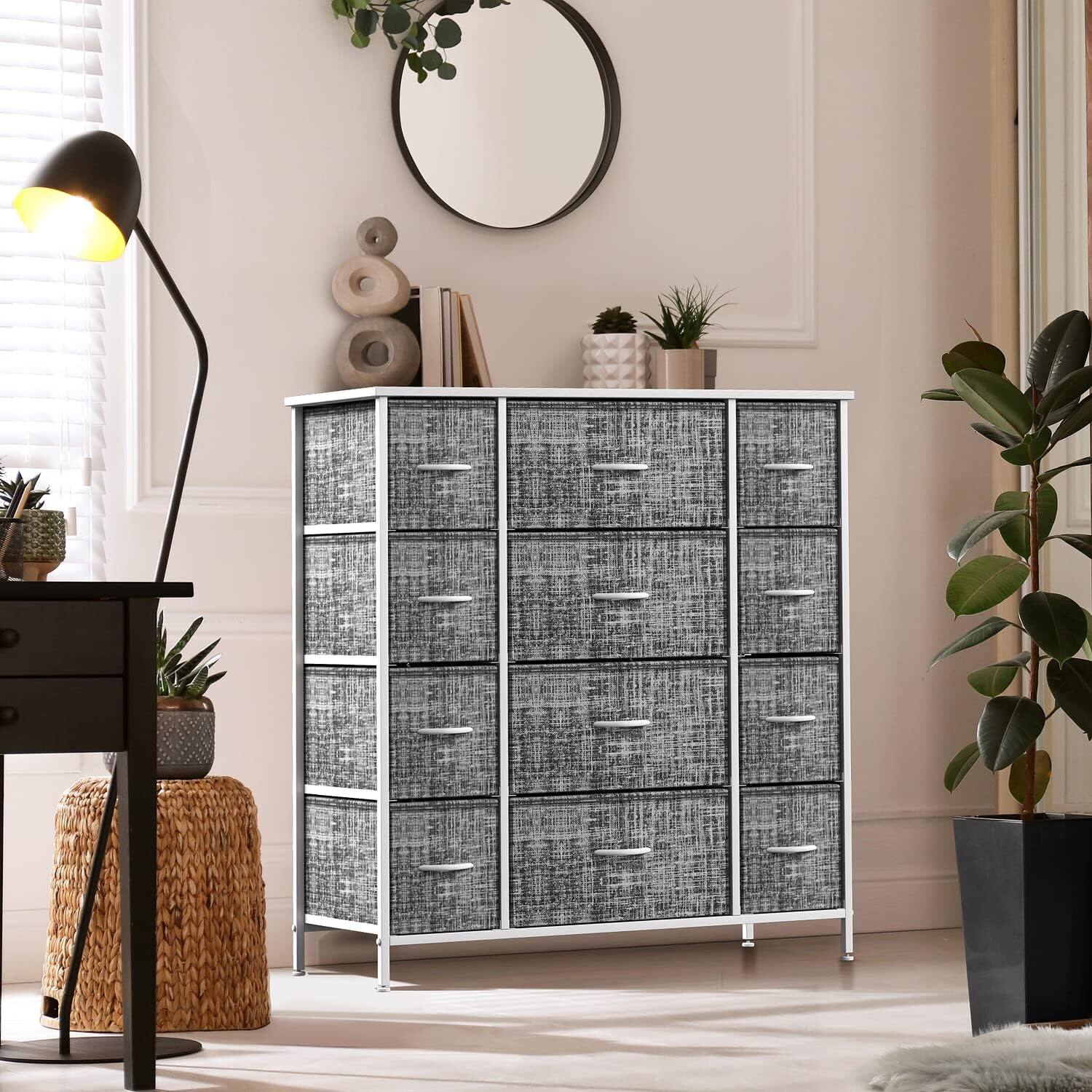 Alt View 2. Sorbus - Sorbus Dresser with 12 Drawers - Chest Organizer Unit with Steel Frame Wood Top and Handle - Large Dresser for Bedroom - Gray/white.