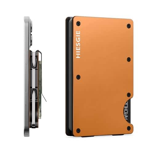 Vulpecula Spade - Compatible with MagSafe Wallet, Slim Wallet for Men with Money Clip, Rfid Blocking Metal Card Holder, Minimalist - Orange