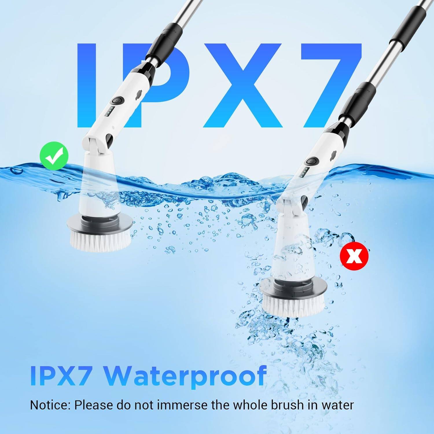 LPX7

IPX7 Waterproof

Notice: Please do not immerse the whole brush in water