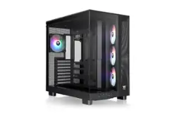 Thermaltake - View 380 XL TG ARGB Dual-Chamber Chassis with Hidden-Connector Motherboard Support ATX Mid Tower PC Case - Black - Front_Zoom